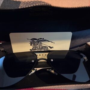 Burberry Black Men's Square Aviator Sunglasses